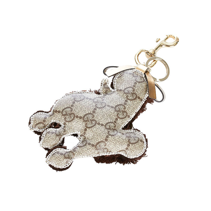 グッチ GGスプリーム グッチョリ プードル ルル ブラウン PVC レザー キーホルダー レディース GUCCI 【中古】