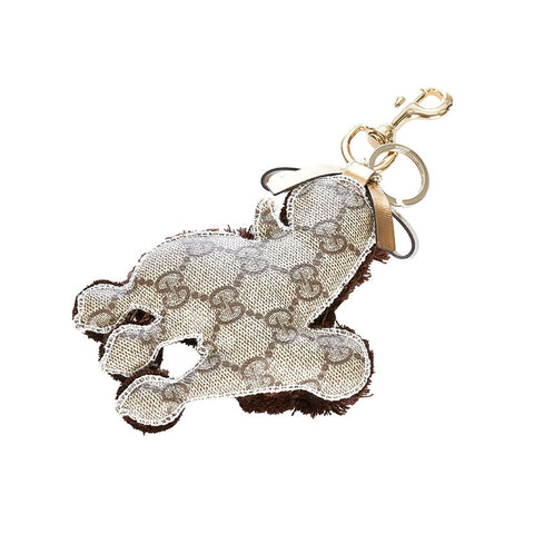 グッチ GGスプリーム グッチョリ プードル ルル ブラウン PVC レザー キーホルダー レディース GUCCI 【中古】