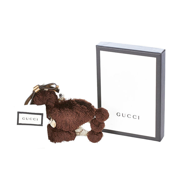 グッチ GGスプリーム グッチョリ プードル ルル ブラウン PVC レザー キーホルダー レディース GUCCI 【中古】