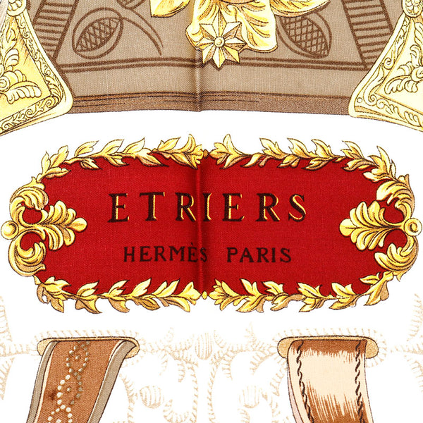 エルメス カレ90 ETRIERS ワインレッド マルチ シルク スカーフ レディース HERMES 【中古】