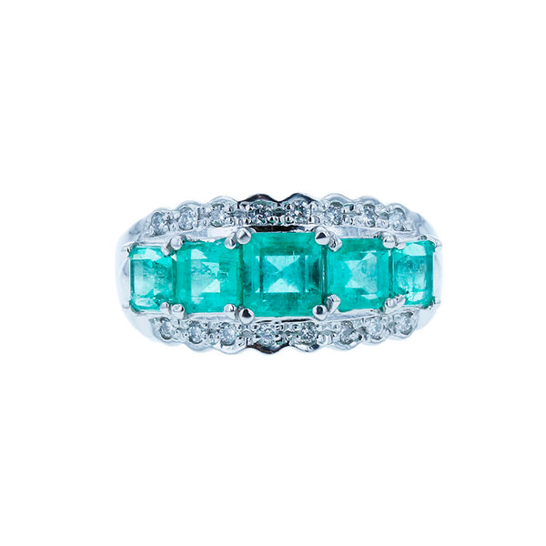 Pt1000 プラチナ エメラルド1.50ct ダイヤ0.12ct リング 指輪 レディース 8.5号 【中古】