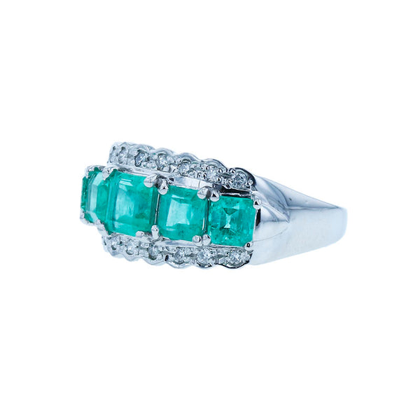 Pt1000 プラチナ エメラルド1.50ct ダイヤ0.12ct リング 指輪 レディース 8.5号 【中古】
