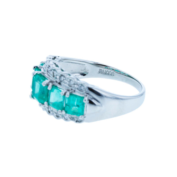 Pt1000 プラチナ エメラルド1.50ct ダイヤ0.12ct リング 指輪 レディース 8.5号 【中古】