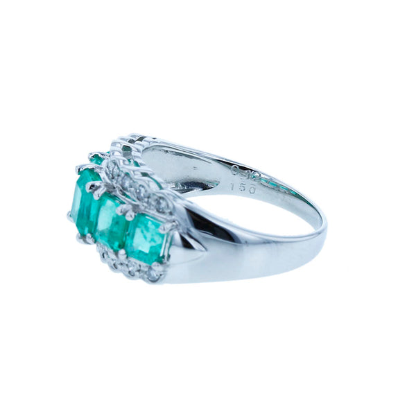Pt1000 プラチナ エメラルド1.50ct ダイヤ0.12ct リング 指輪 レディース 8.5号 【中古】