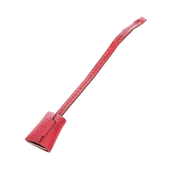 エルメス ミニクロシェット ドックタグ レッド レザー キーホルダー レディース HERMES 【中古】