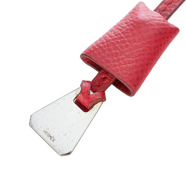 エルメス ミニクロシェット ドックタグ レッド レザー キーホルダー レディース HERMES 【中古】