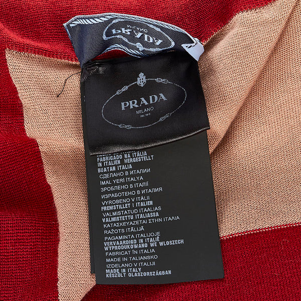 プラダ ベージュピンク レッド シルク マフラー レディース PRADA 【中古】