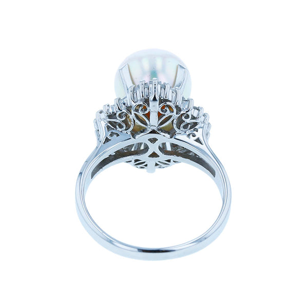 Pt900 プラチナ アコヤパール9.5mm ダイヤ0.619ct リング 指輪 レディース 11号 【中古】