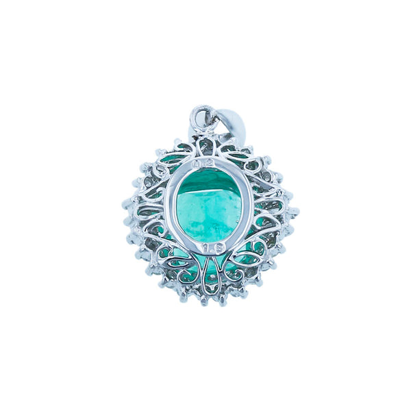 Pt900 プラチナ エメラルド1.60ct ダイヤ0.20ct ペンダントトップ レディース 【中古】