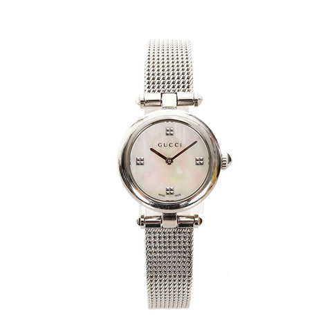 グッチ ディアマンティッシマ YA141504 シルバー ステンレススチール 腕時計 レディース GUCCI クオーツ ホワイト文字盤 【中古】