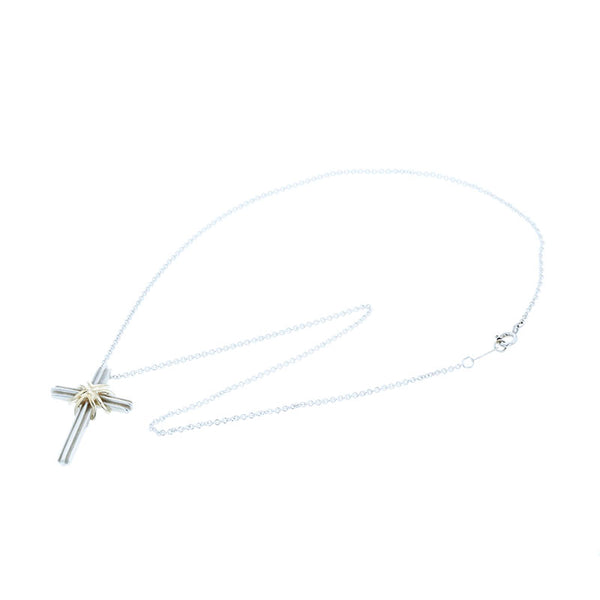 ティファニー シルバー SV925 シルバー K18WG ホワイトゴールド クロス ネックレス レディース TIFFANY&Co. 【中古】