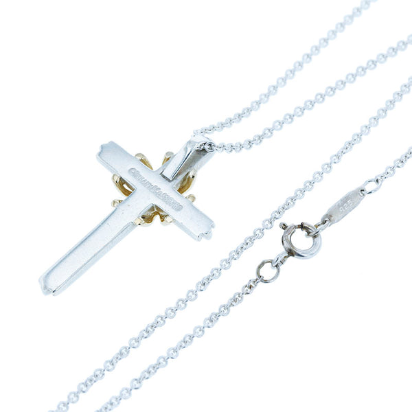 ティファニー シルバー SV925 シルバー K18WG ホワイトゴールド クロス ネックレス レディース TIFFANY&Co. 【中古】