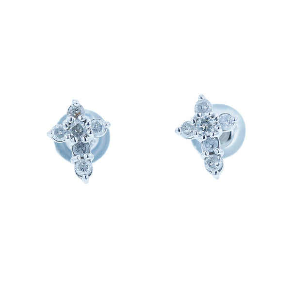 Pt900 プラチナ ダイヤ0.10ct×2 クロスモチーフ ピアス レディース 【中古】