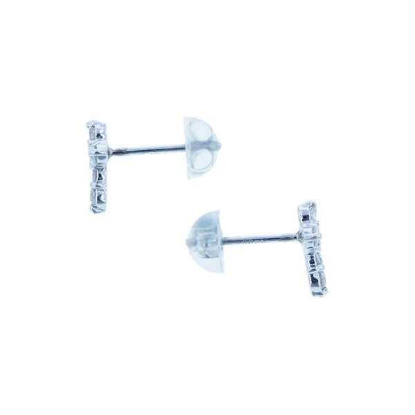Pt900 プラチナ ダイヤ0.10ct×2 クロスモチーフ ピアス レディース 【中古】