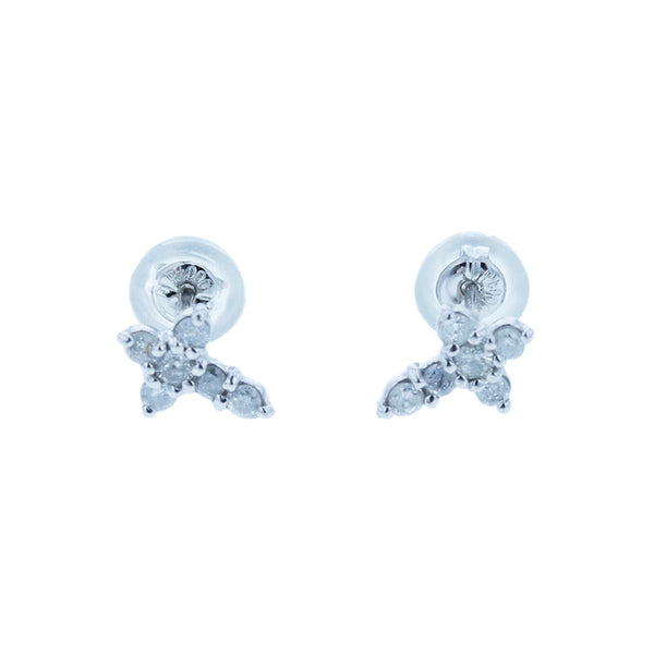 Pt900 プラチナ ダイヤ0.10ct×2 クロスモチーフ ピアス レディース 【中古】