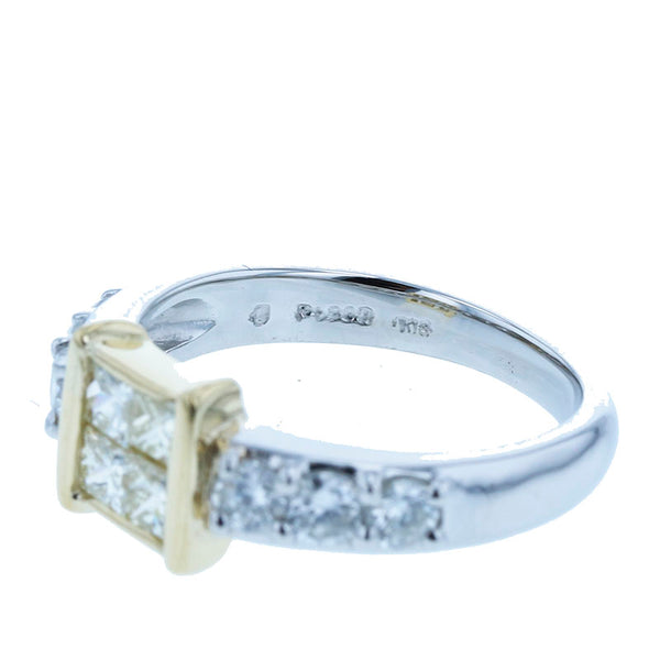 Pt900 プラチナ K18YG イエローゴールド コンビ ダイヤ1.00ct リング 指輪 レディース 11号 【中古】