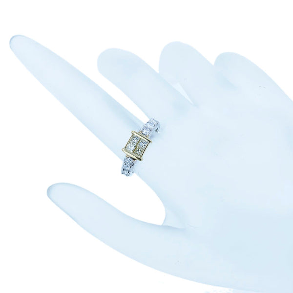 Pt900 プラチナ K18YG イエローゴールド コンビ ダイヤ1.00ct リング 指輪 レディース 11号 【中古】