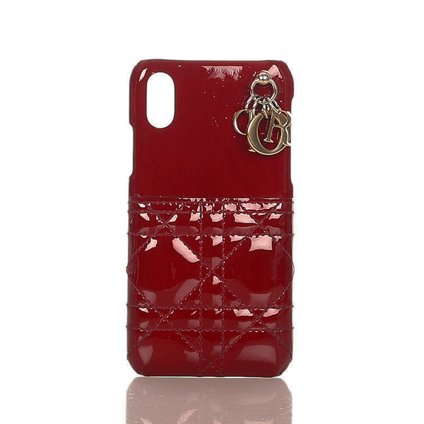 クリスチャンディオール iPhoneケース X/XS ワインレッド エナメル iPhoneケース レディース Christian Dior 【中古】