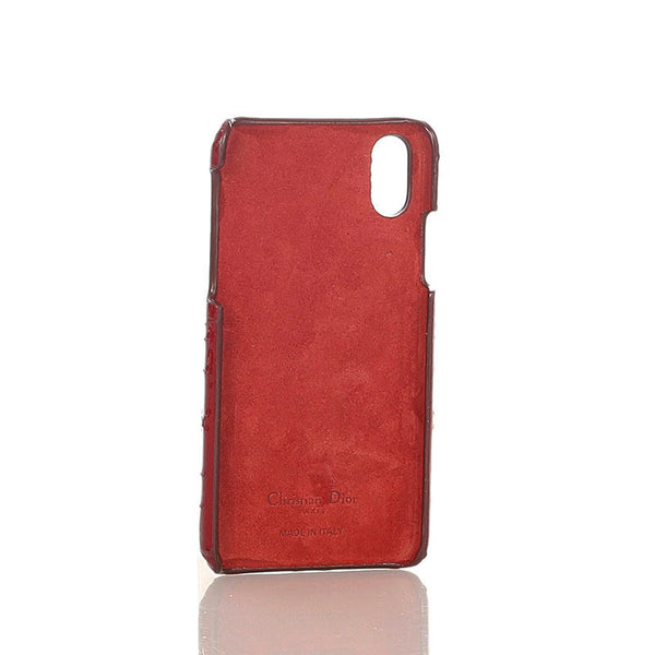 クリスチャンディオール iPhoneケース X/XS ワインレッド エナメル iPhoneケース レディース Christian Dior 【中古】