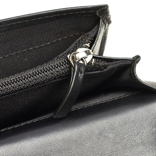 シャネル マトラッセ ブラック シルバーラメ カーフスキン 長財布 レディース CHANEL 【中古】