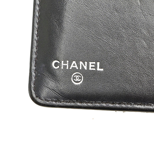 シャネル マトラッセ ブラック シルバーラメ カーフスキン 長財布 レディース CHANEL 【中古】