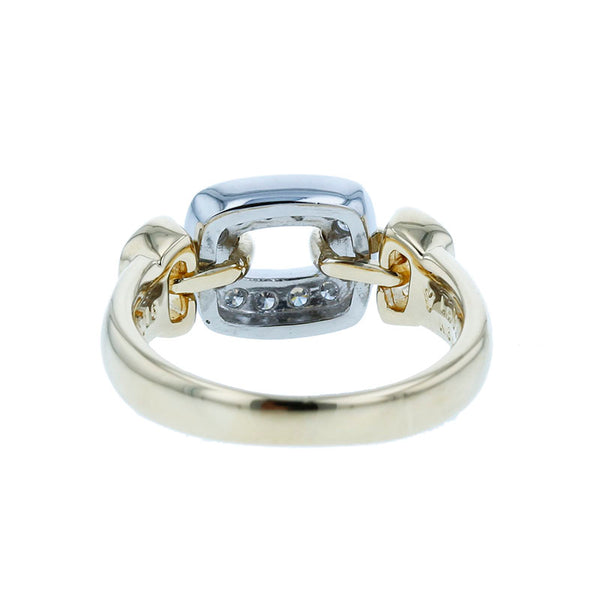 Pt900 プラチナ K18YG イエローゴールド ダイヤ0.16ct リング 指輪 レディース 9.5号 【中古】