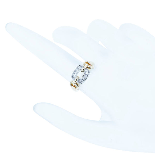 Pt900 プラチナ K18YG イエローゴールド ダイヤ0.16ct リング 指輪 レディース 9.5号 【中古】