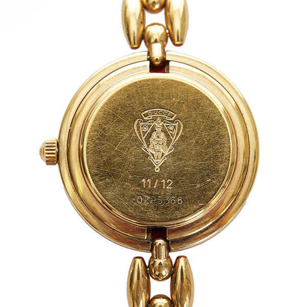 グッチ チェンジベゼル ゴールド メッキ 腕時計 レディース GUCCI クオーツ ホワイト文字盤 【中古】