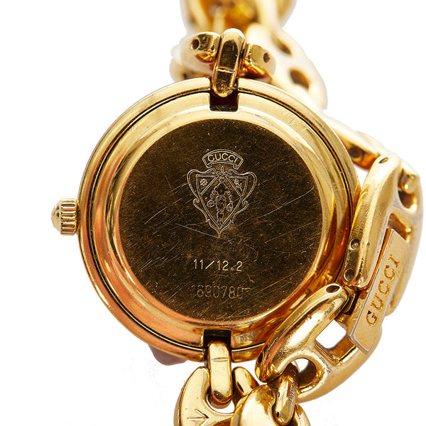 グッチ チェンジベゼル 6 ゴールド メッキ 腕時計 レディース GUCCI クオーツ ホワイト文字盤 【中古】