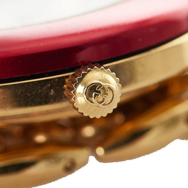 グッチ チェンジベゼル 6 ゴールド メッキ 腕時計 レディース GUCCI クオーツ ホワイト文字盤 【中古】