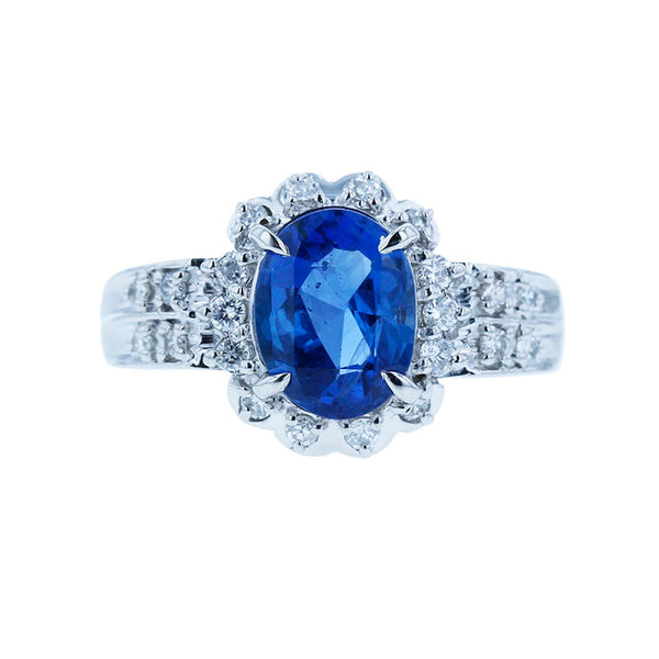 Pt900 プラチナ 非加熱サファイア2.158ct ダイヤ0.30ct リング 指輪 レディース 14号 【中古】