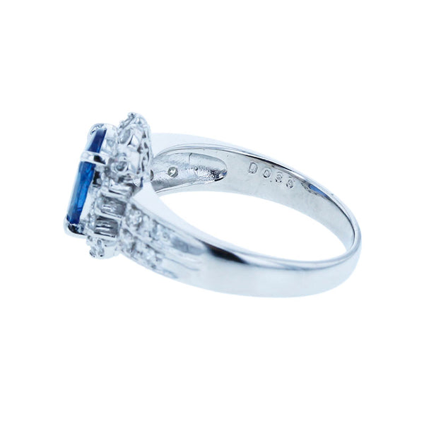 Pt900 プラチナ 非加熱サファイア2.158ct ダイヤ0.30ct リング 指輪 レディース 14号 【中古】