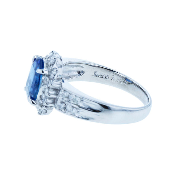 Pt900 プラチナ 非加熱サファイア2.158ct ダイヤ0.30ct リング 指輪 レディース 14号 【中古】