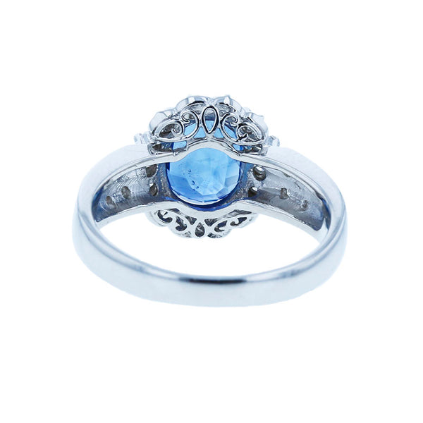 Pt900 プラチナ 非加熱サファイア2.158ct ダイヤ0.30ct リング 指輪 レディース 14号 【中古】