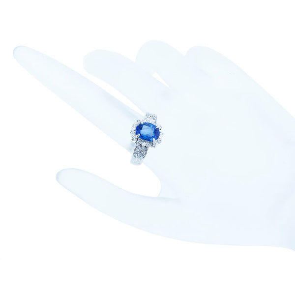 Pt900 プラチナ 非加熱サファイア2.158ct ダイヤ0.30ct リング 指輪 レディース 14号 【中古】