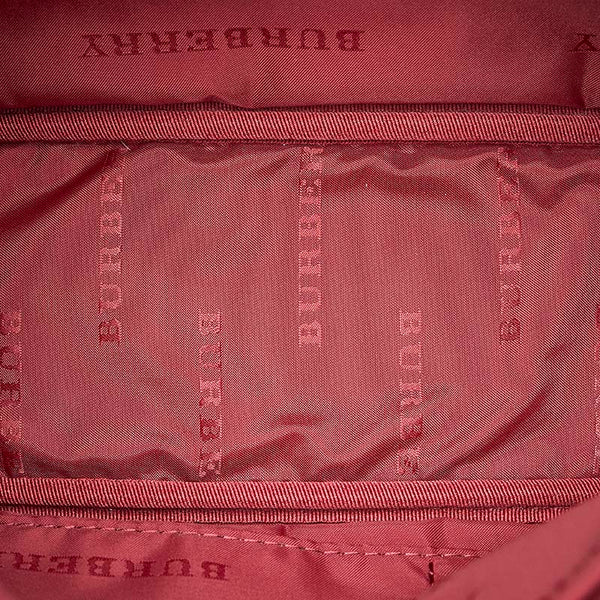 バーバリー ノバチェック ベージュ ワインレッド キャンバス レザー スエード ハンドバッグ レディース BURBERRY 【中古】