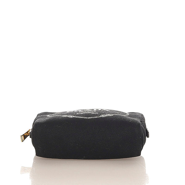 プラダ 1NA021 ブラック キャンバス ポーチ レディース PRADA 【中古】