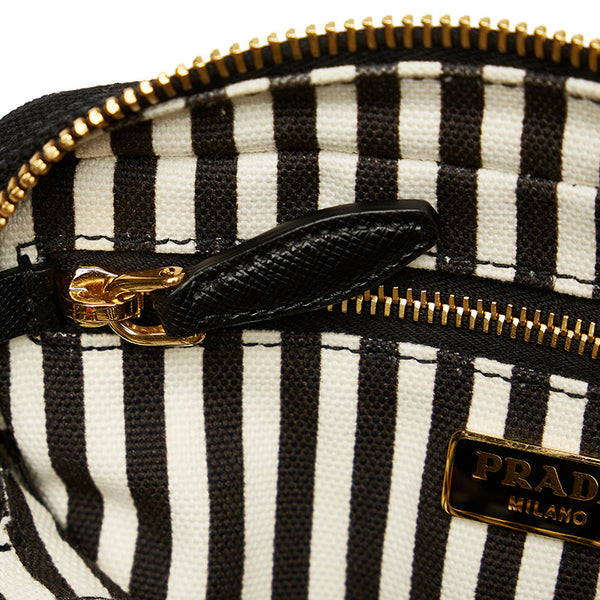 プラダ 1NA021 ブラック キャンバス ポーチ レディース PRADA 【中古】
