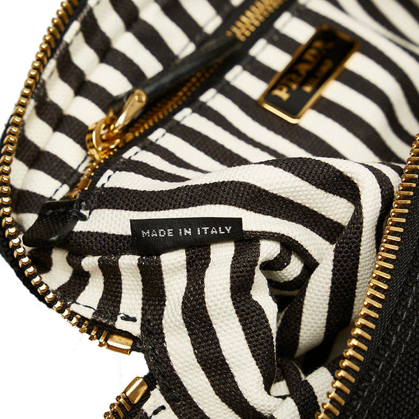 プラダ 1NA021 ブラック キャンバス ポーチ レディース PRADA 【中古】