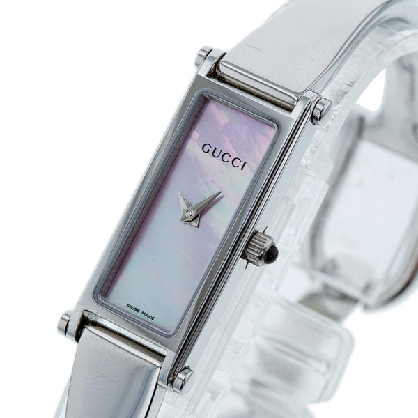 グッチ 1500L  シルバー ステンレススチール 腕時計 レディース GUCCI クオーツ ピンクシェル文字盤 【中古】