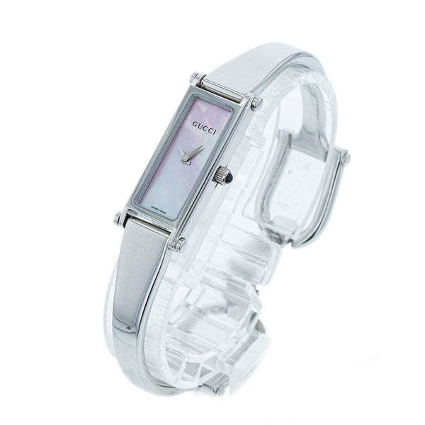 グッチ 1500L  シルバー ステンレススチール 腕時計 レディース GUCCI クオーツ ピンクシェル文字盤 【中古】
