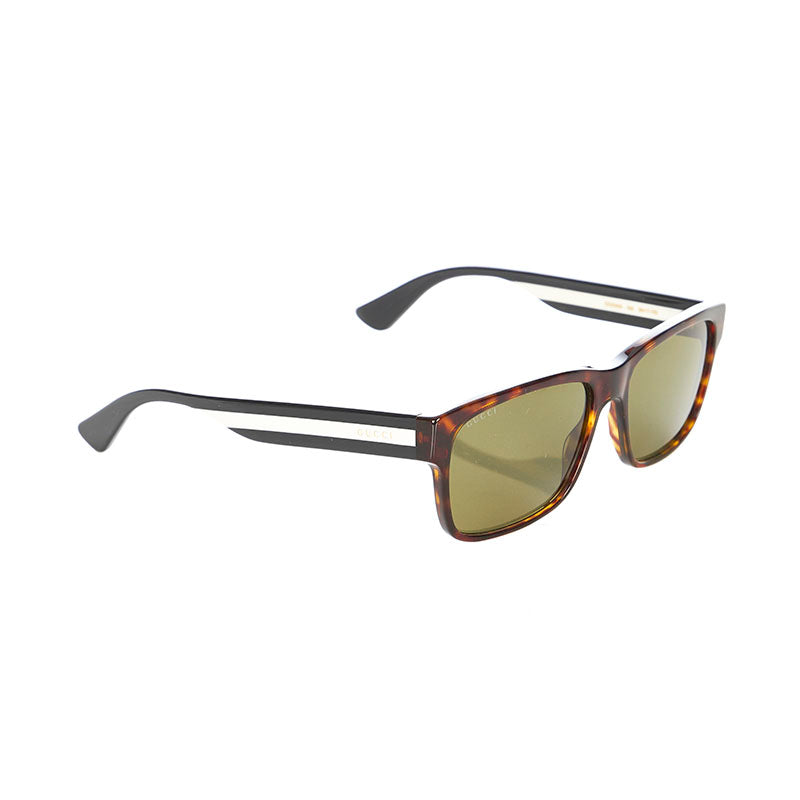 グッチ スクエア― GG0340S ブラウン ブラック ホワイト プラスチック サングラス メンズ GUCCI 【中古】