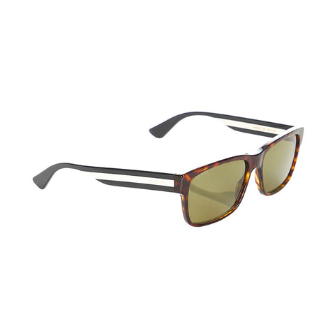 グッチ スクエア― GG0340S ブラウン ブラック ホワイト プラスチック サングラス メンズ GUCCI 【中古】