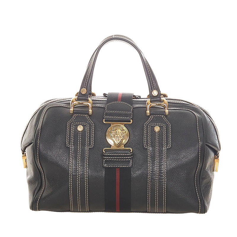 グッチ アヴィアトリックス ヒステリア シェリー 186232 ブラック レザー ボストンバッグ レディース GUCCI 【中古】