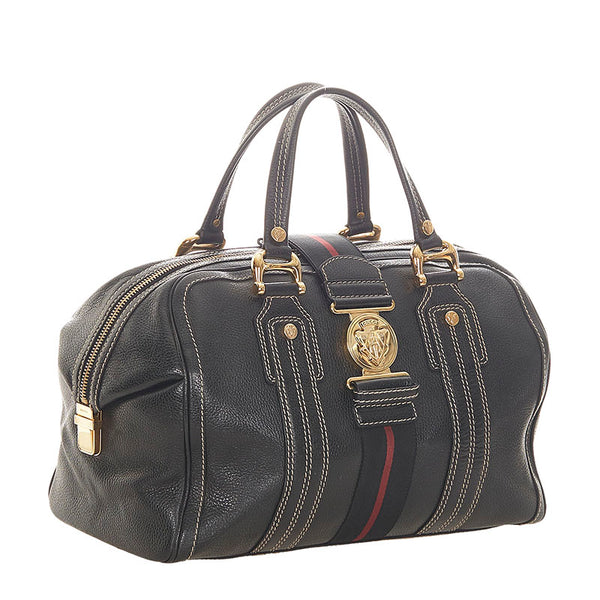 グッチ アヴィアトリックス ヒステリア シェリー 186232 ブラック レザー ボストンバッグ レディース GUCCI 【中古】