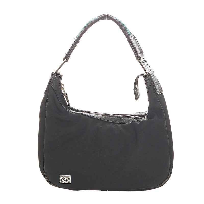 グッチ シェリーライン 145811 ブラック グリーン キャンバス レザー ハンドバッグ レディース GUCCI 【中古】