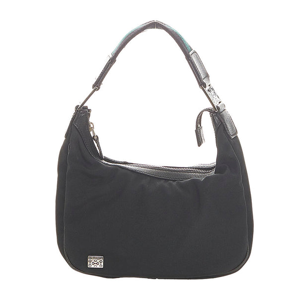 グッチ シェリーライン 145811 ブラック グリーン キャンバス レザー ハンドバッグ レディース GUCCI 【中古】