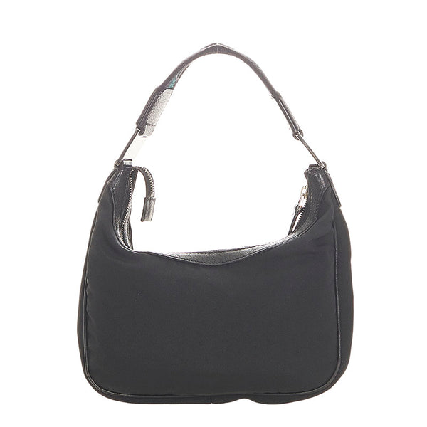 グッチ シェリーライン 145811 ブラック グリーン キャンバス レザー ハンドバッグ レディース GUCCI 【中古】