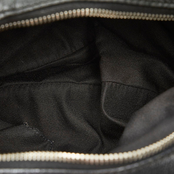 グッチ シェリーライン 145811 ブラック グリーン キャンバス レザー ハンドバッグ レディース GUCCI 【中古】