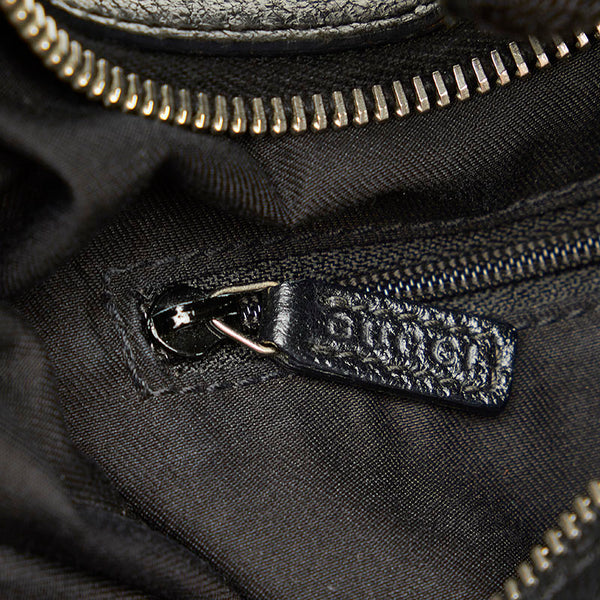 グッチ シェリーライン 145811 ブラック グリーン キャンバス レザー ハンドバッグ レディース GUCCI 【中古】